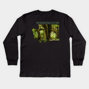 Washington State Outline (Olympic National Park & Forest) Kids Long Sleeve T-Shirt